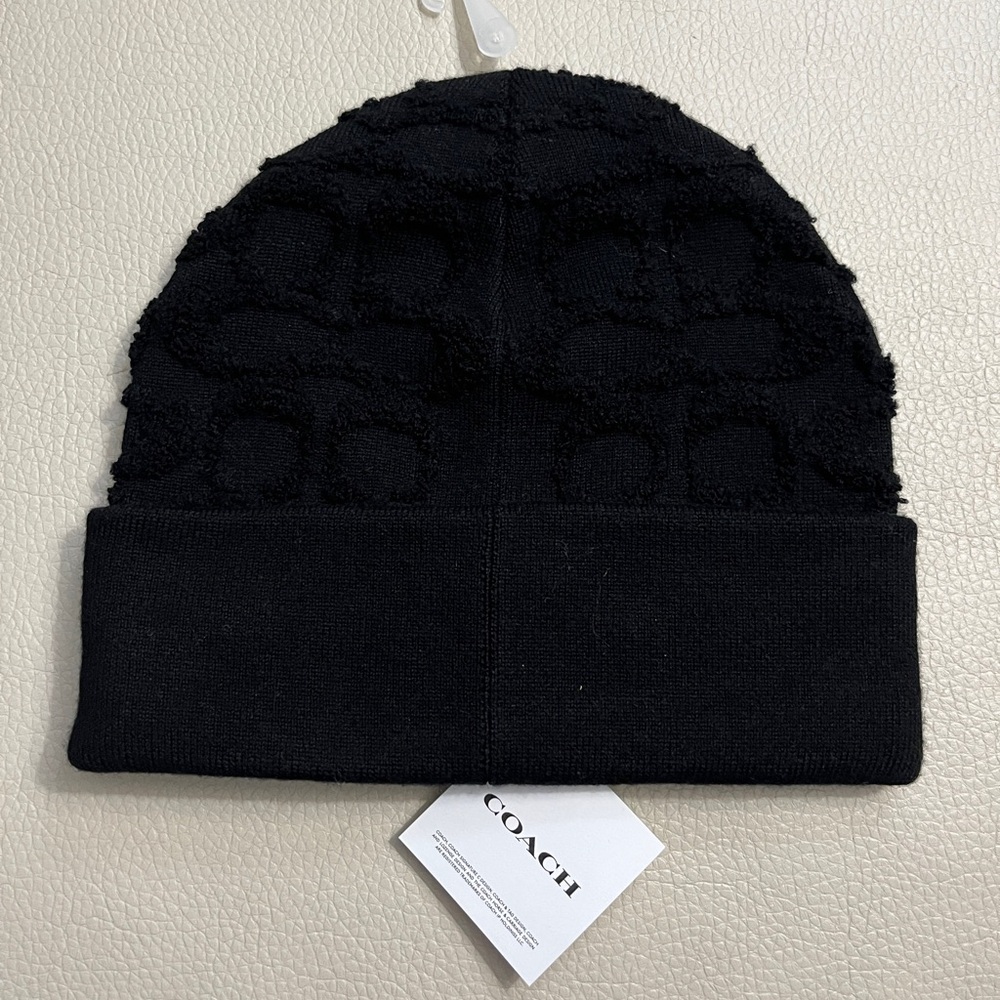 NWT - Coach Adult 100% Wool Terry C Logo Beanie